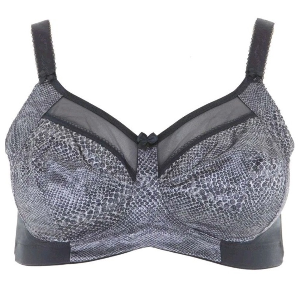 Goddess Black‎ Gray Satin Unpadded Wireless Adjustable Strap Bra Size 48G